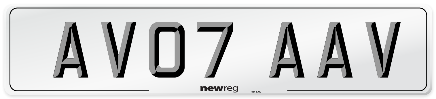AV07 AAV Number Plate from New Reg